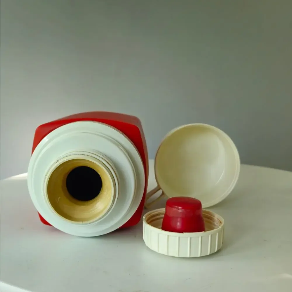 Vintage Snoopy King-Seeley Thermos | Red Plastic 8 oz | MCM 1950s Peanuts